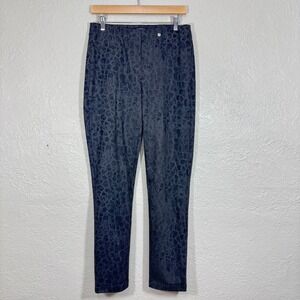 Robell Trousers Pull On Pants US 8 Leopard Animal Elastic Waist Stretch Slimming